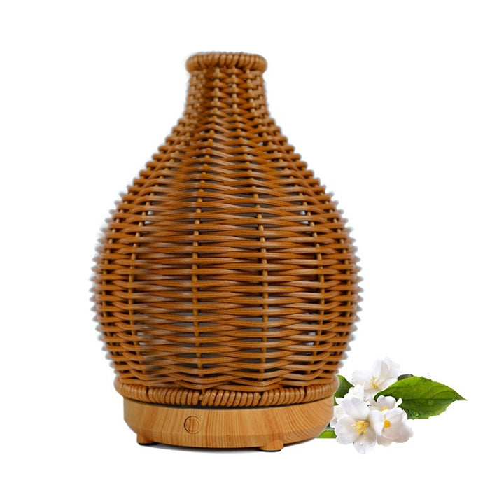 🌿💧 Rattan Domestic Aromatherapy Humidifier | Vase-Style Ultrasonic Desk Diffuser ✨