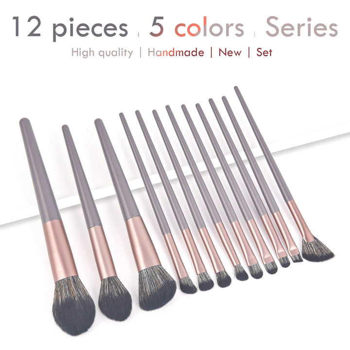 🖌️ 12-Piece Makeup Brush Set with Makeup Bag – Professional Face & Eye Brush Kit (4 Colors) 💄✨