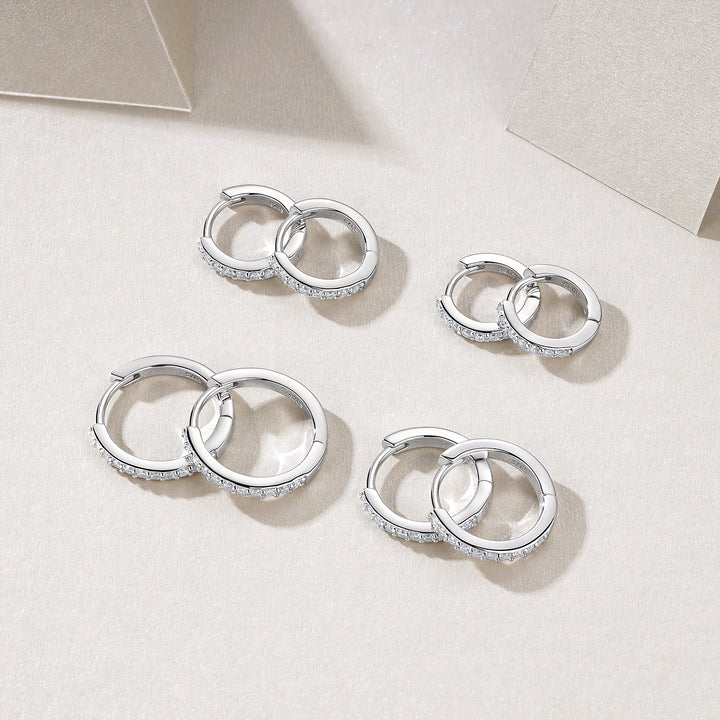 Luxury Minimalist Moissanite Loop Earrings – Platinum-Plated S925 Silver