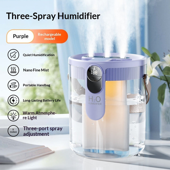 💧🌙 Triple-Spray Household Air Humidifier | Quiet Large-Capacity Mist + Ambient Light ✨