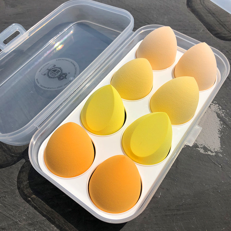 🥚💄 8 Pack Powder Sponge Makeup Egg Set – Soft Beauty Blender Kit (Wet & Dry with Storage Box)
