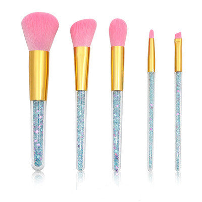 ✨ 5-Piece Transparent Handle Makeup Brush Set — Beauty Tools Kit 💄