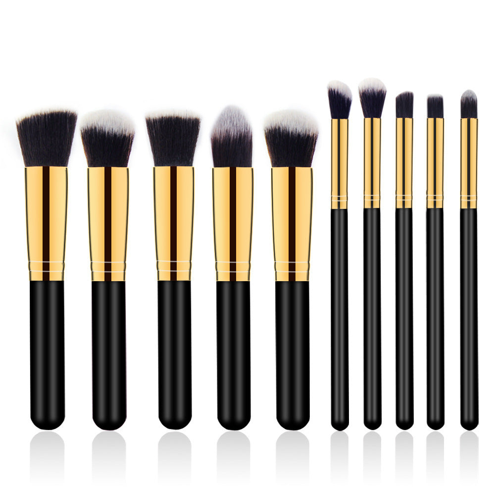 ✨ 10-Piece Wooden Handle Cosmetic Brush Set 💄