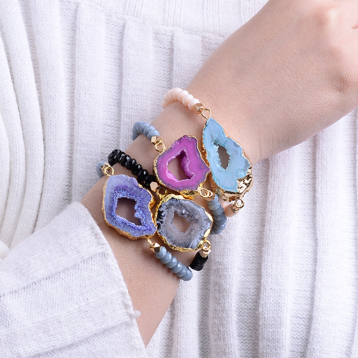 Crystal Beaded Agate Bracelet