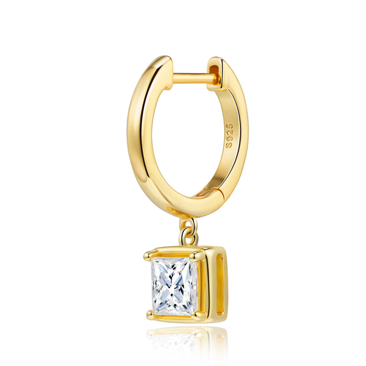 Square Morganite Stud Earrings – Gold-Plated S925 Silver