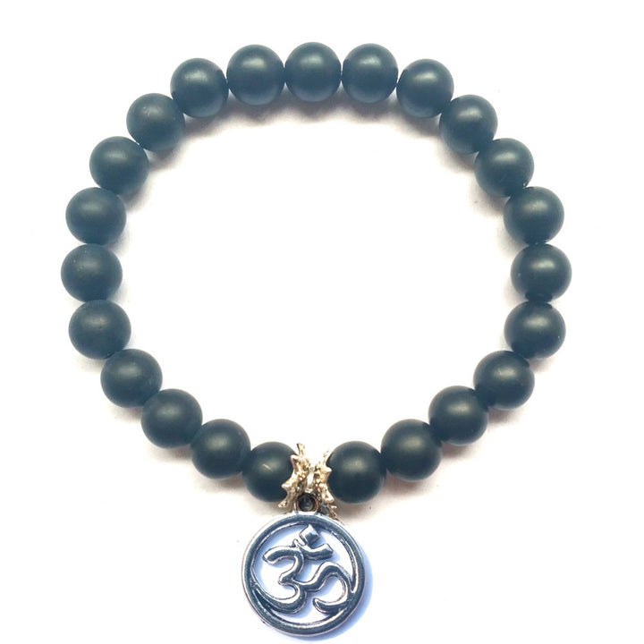 Frosted Black Agate Handmade Bracelet – Tree of Life Charm