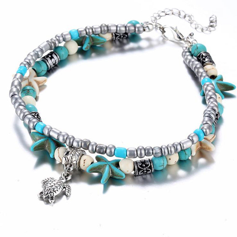 Conch & Starfish Turtle Pendant Necklace