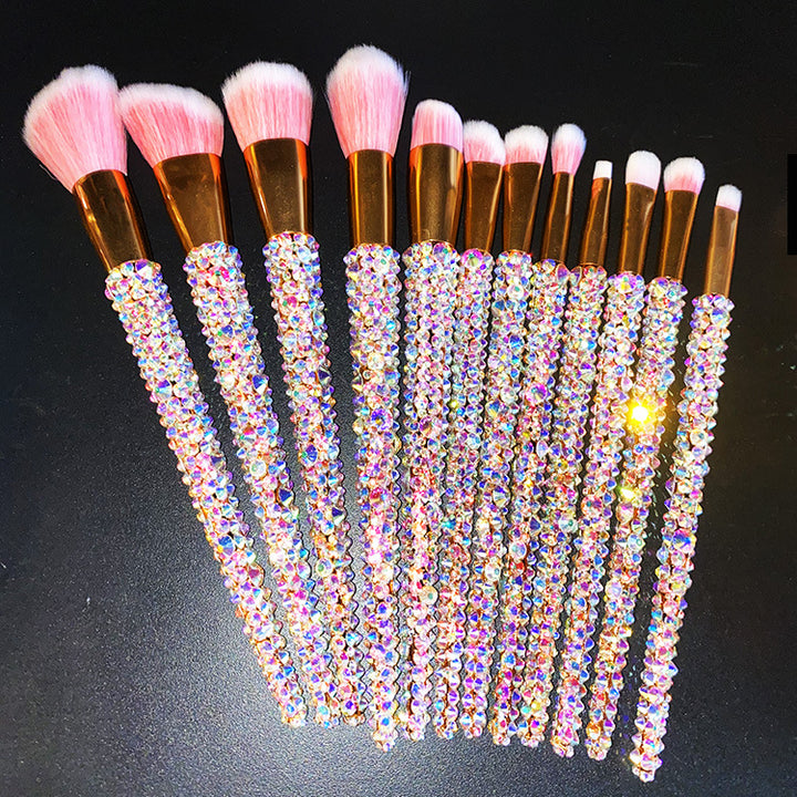 ✨ Diamond 12 Gems Makeup Brush Set — luxury sparkle for flawless beauty 💎💄