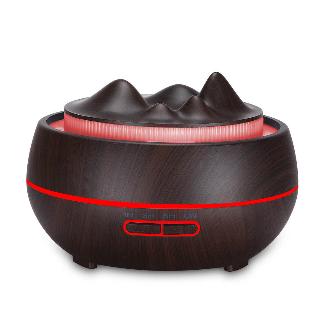 🌿💧 Wood Grain Aromatherapy Humidifier | LED Vase Diffuser 🌙✨