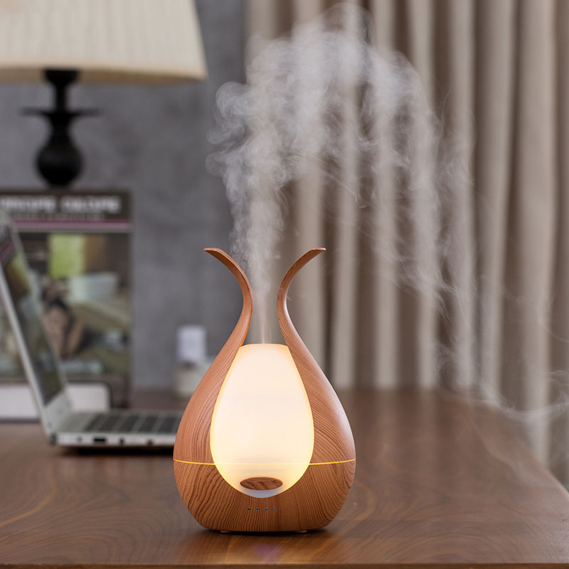 🌿💧 Wood Grain Humidifier | Essential Oil Aroma Diffuser 🌙✨