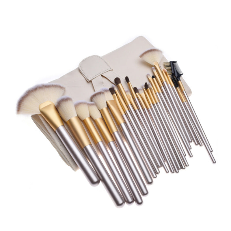 ✨ Beige Champagne Makeup Brush Set — 24-Piece Luxury Beauty Kit 💄🥂