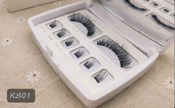 🧲👁️ Magnetic Eyelashes – Handmade Cross Style Reusable Lash Set with Mirror Case