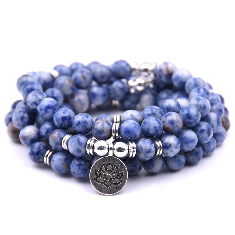 Silver Lotus Pendant Buddha Bead Bracelet – Spiritual Yoga Jewelry