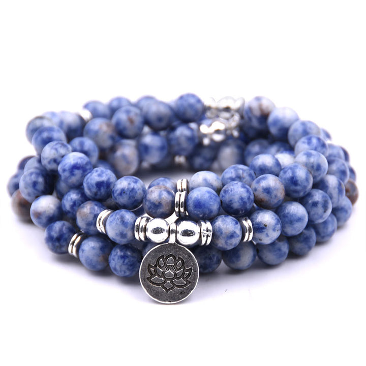 Silver Lotus Pendant Buddha Bead Bracelet – Spiritual Yoga Jewelry