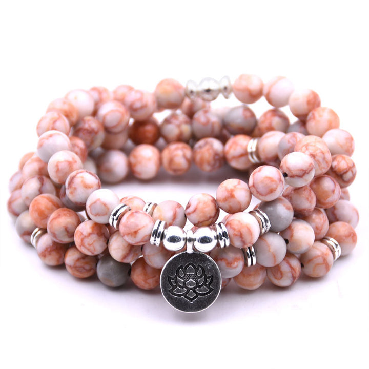 Silver Lotus Pendant Buddha Bead Bracelet – Spiritual Yoga Jewelry