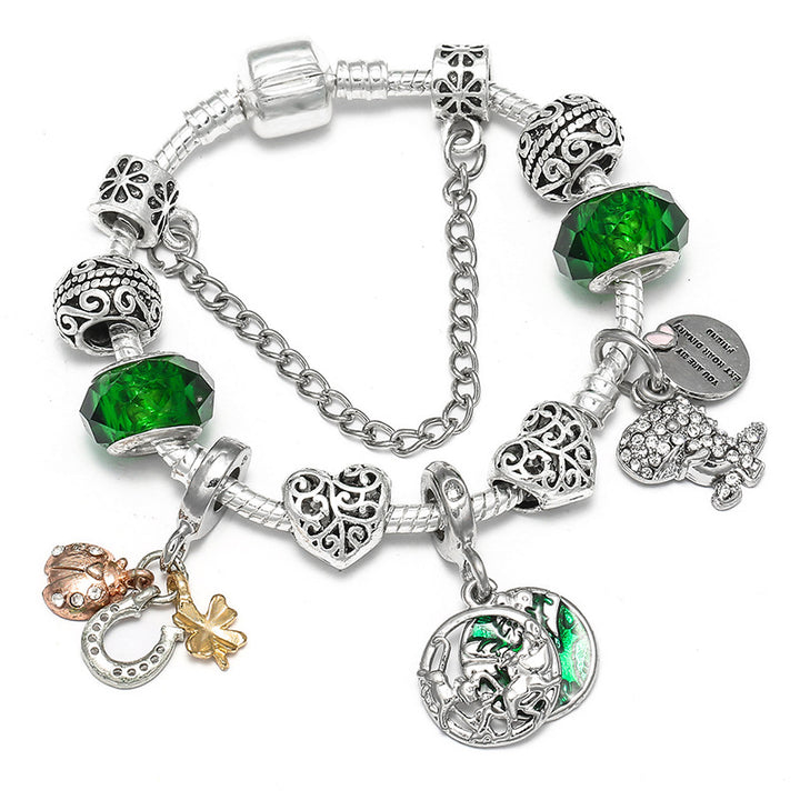 Women’s Beaded Silver Bracelet with Gemstone Accents