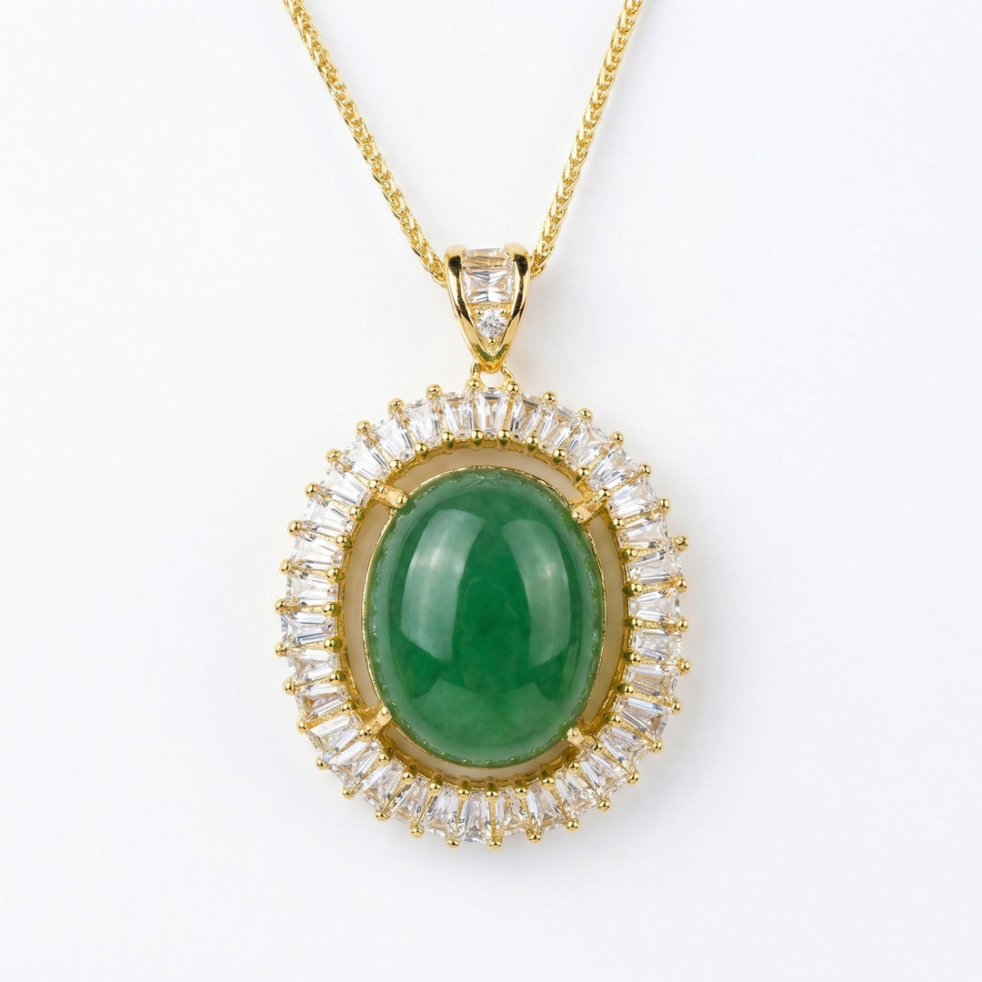 ✨ 925 Sterling Silver Green Gemstone Pendant Necklace