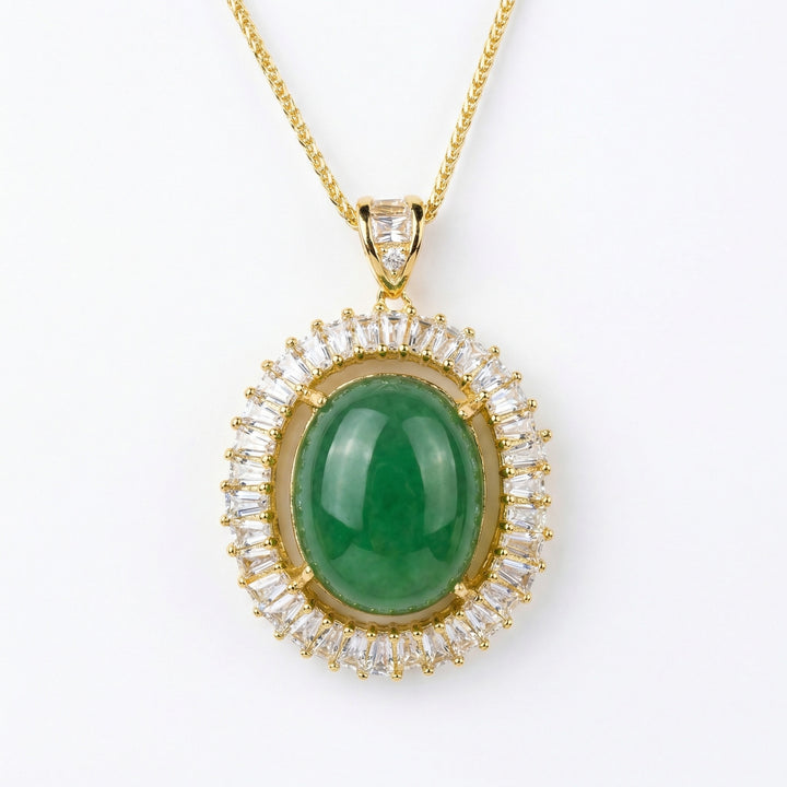 ✨ 925 Sterling Silver Green Gemstone Pendant Necklace