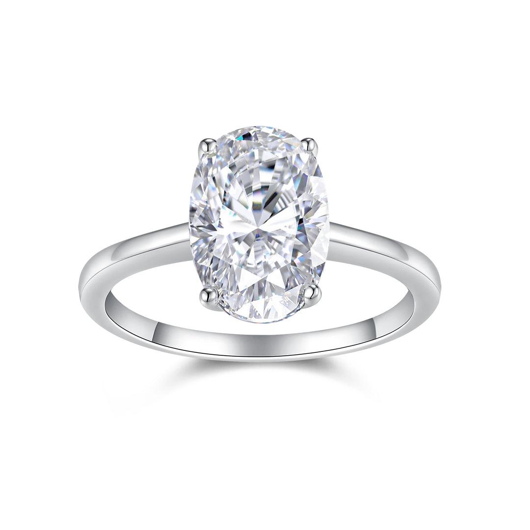 💍 Egg-Shaped Moissanite Double Rings – Platinum-Plated S925 Silver (8×12 mm) 💍