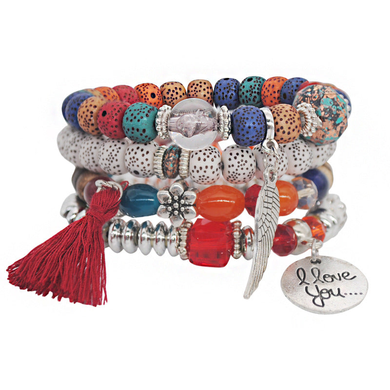 Ethnic Style Tassel Bracelet – Mixed Material Design