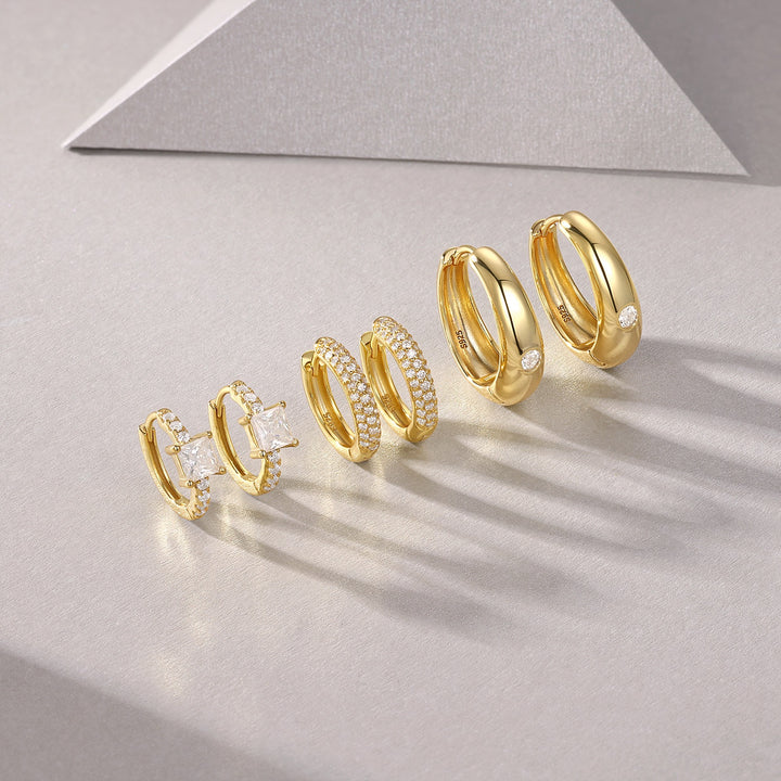Luxury Minimalist Moissanite Earring Set (Set of 3) – Gold-Plated S925 Silver