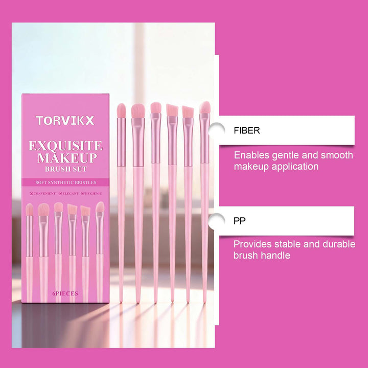 🖌️ Exquisite 6-Piece Makeup Brush Set – Soft Blending Face & Eye Beauty Tools 💄✨