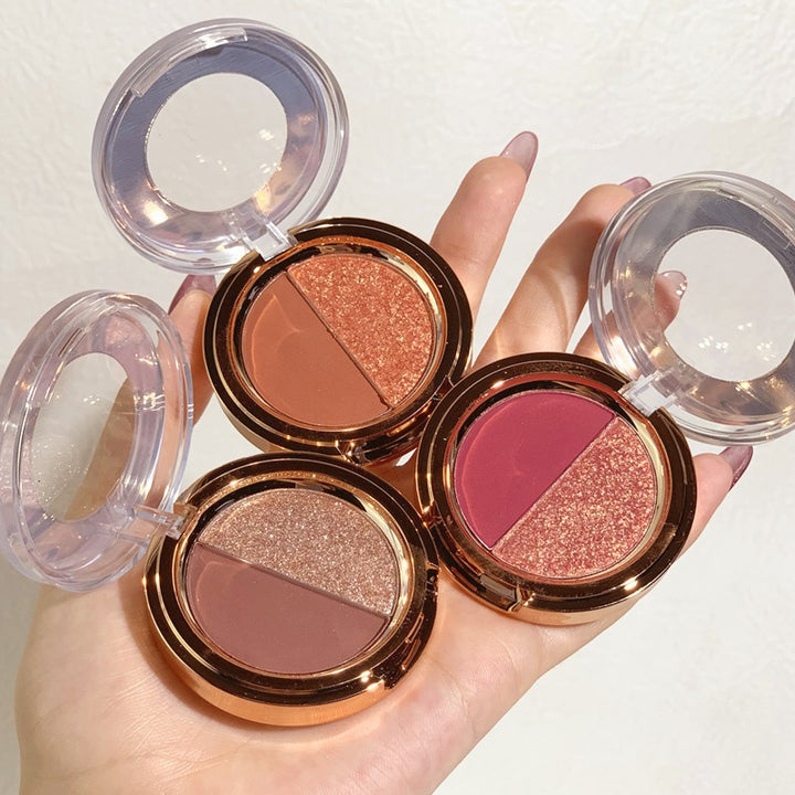 ✨ Matte Tangerine & Gold Glitter Duo Eyeshadow Palette – 2-Color Shimmer & Matte Set ✨