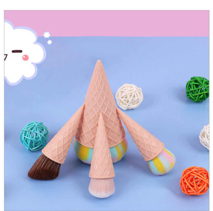 ✨ Ice Cream Cute Fiber Hair Makeup Brush Set — 4-Piece Beauty Tools 🍦💄