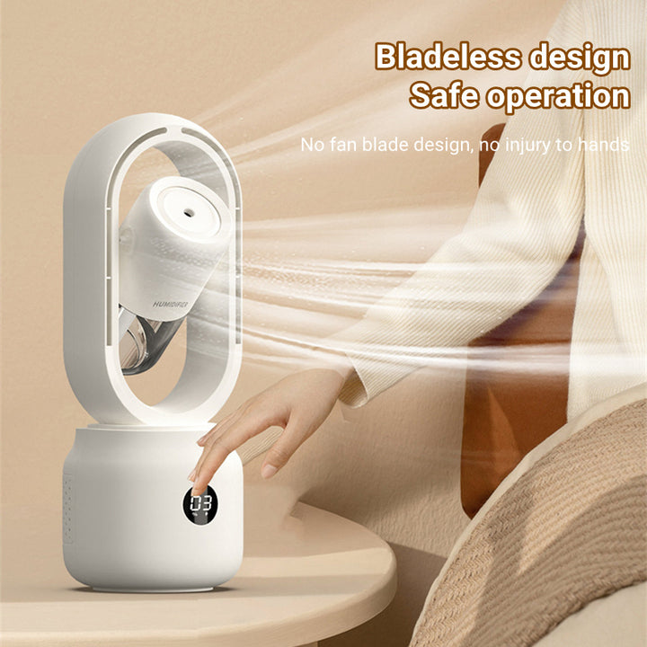 🌬️💧 Bladeless Mist Fan | USB Rechargeable Air Cooler & Humidifier ❄️✨