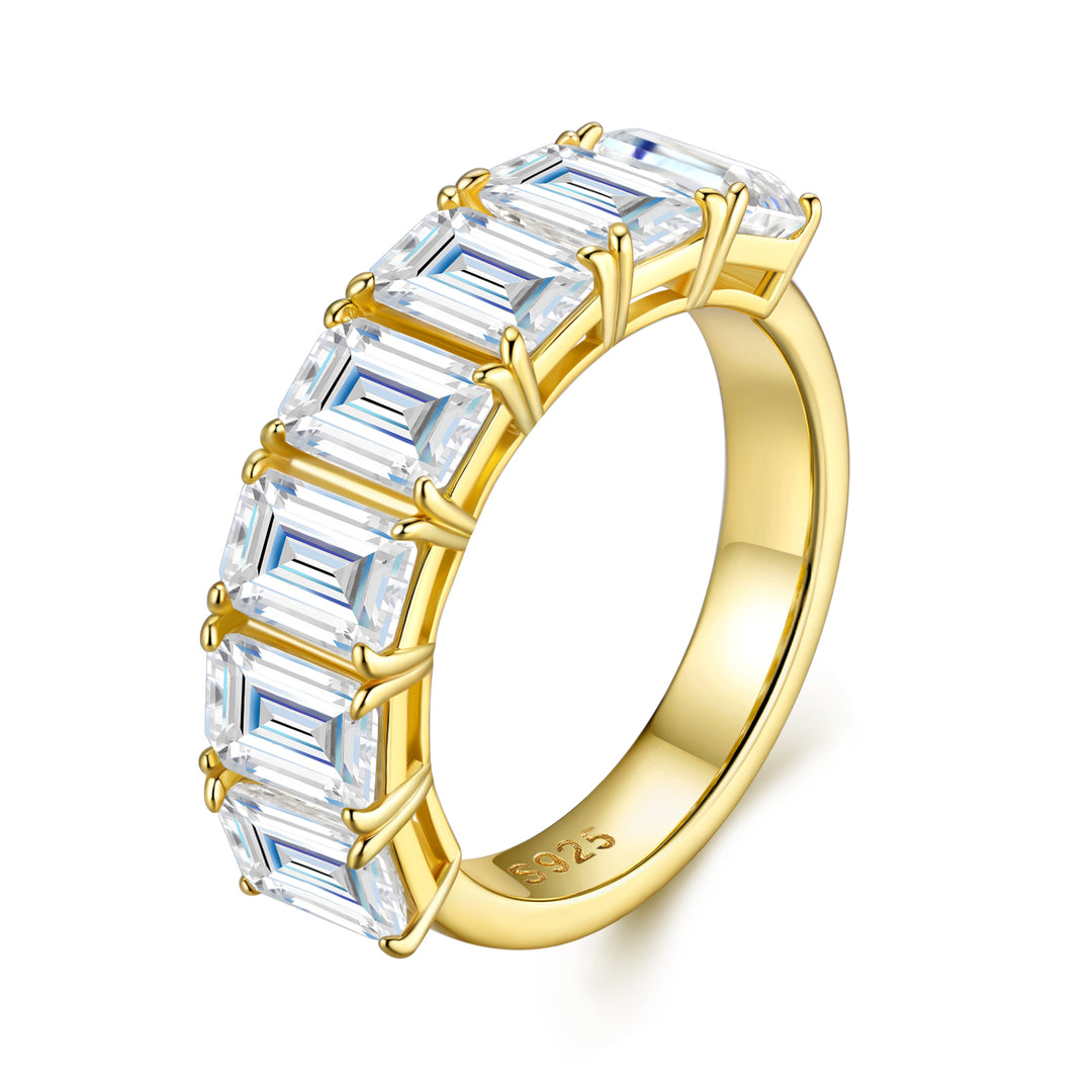 💍 Pillow-Shaped Engraved Moissanite Ring – Gold-Plated S925 Silver (4.6g, Sizes 5–9) 💍