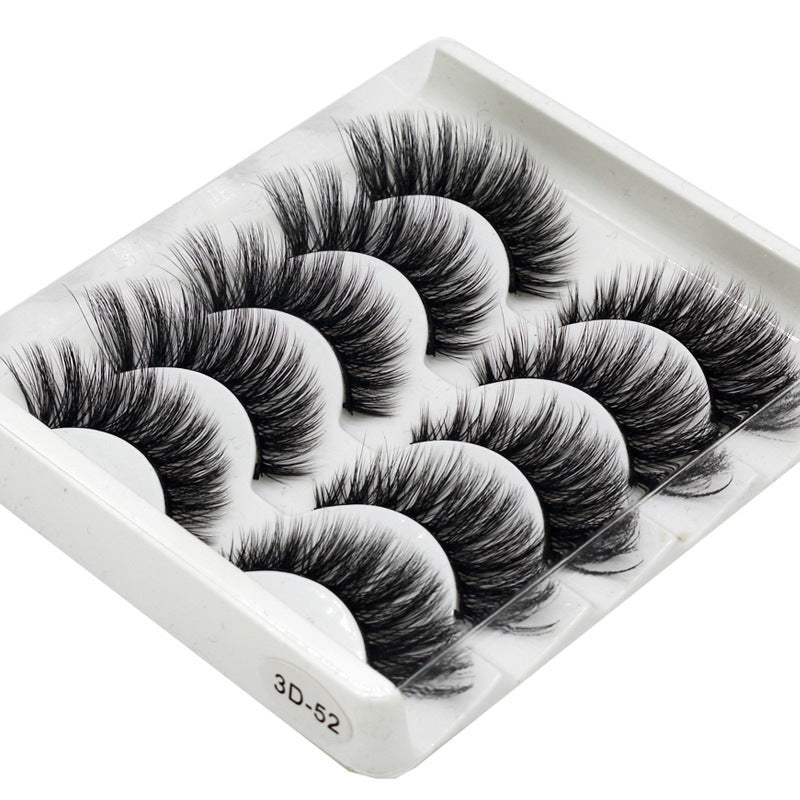 👁️✨ Hand-Made Thick & Long Natural False Eyelashes – 3D Fiber Lash Set (5 Pairs)