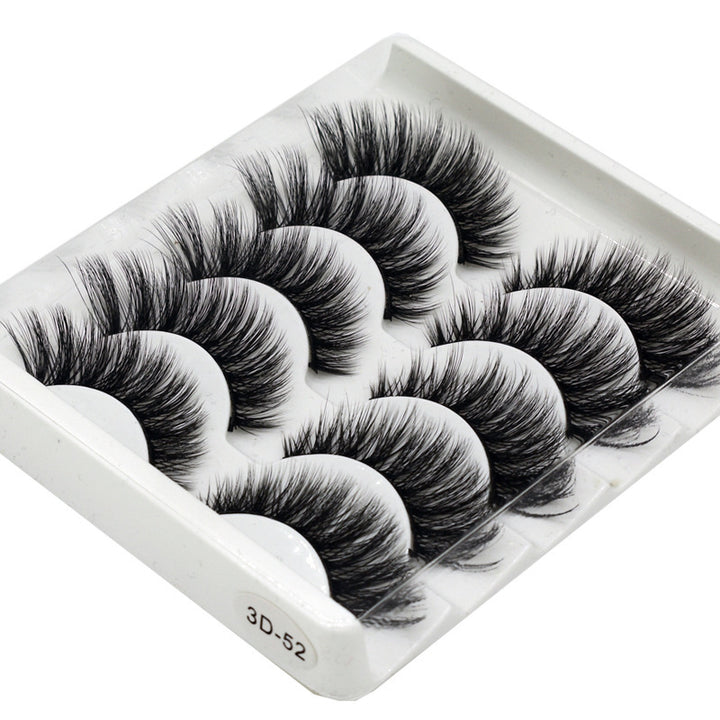 👁️✨ Hand-Made Thick & Long Natural False Eyelashes – 3D Fiber Lash Set (5 Pairs)