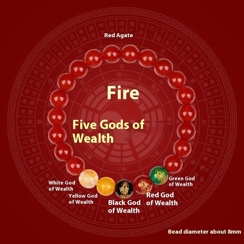 Natural Agate Five Elements Five Blessings Bracelet