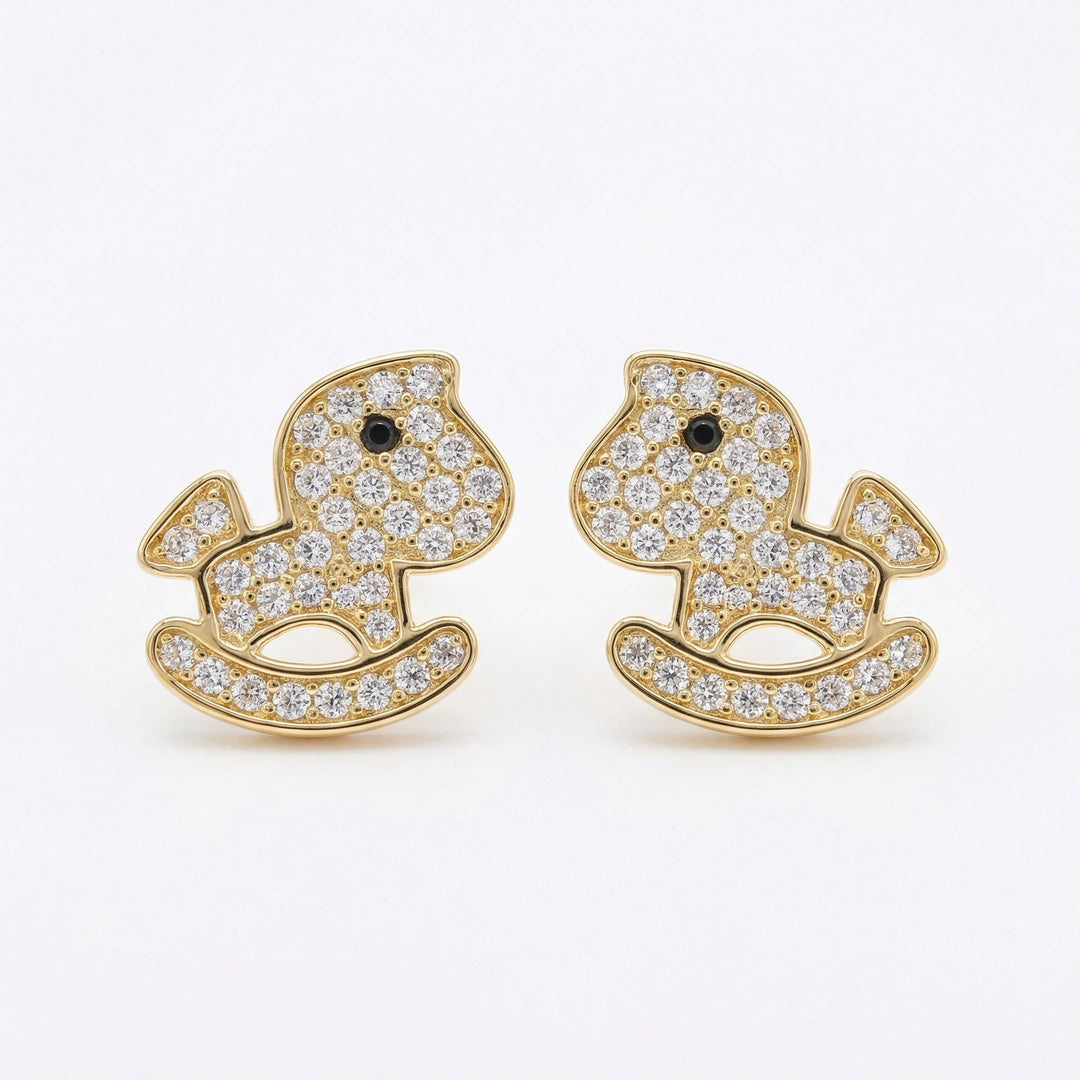 ✨ 925 Sterling Silver Rocking Horse Stud Earrings ✨
