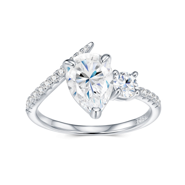 💍 Ladies’ Pear-Shaped Moissanite Ring – Platinum-Plated S925 Silver (2.7g, Sizes 5–9) 💍