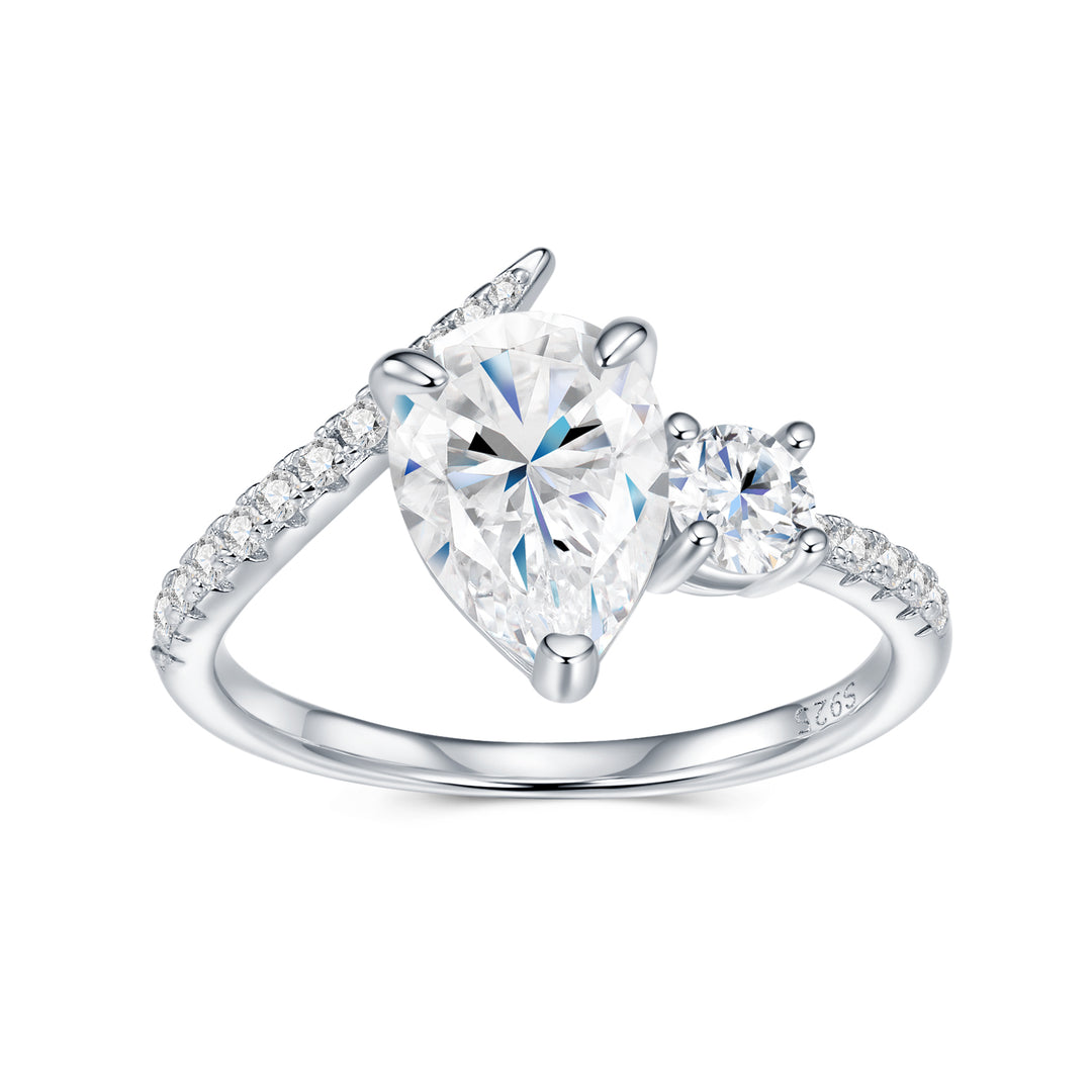 💍 Ladies’ Pear-Shaped Moissanite Ring – Platinum-Plated S925 Silver (2.7g, Sizes 5–9) 💍