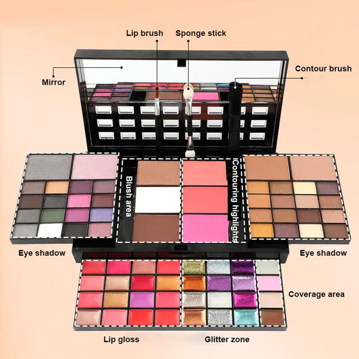 🎨💄 74 Colors All-in-One Makeup Palette | Eyeshadow, Lip Gloss, Blush & Contour Kit ✨