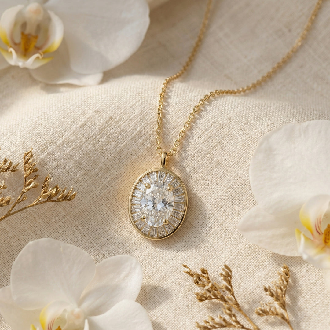 ✨ 925 Sterling Silver Sunburst Oval Pendant Necklace