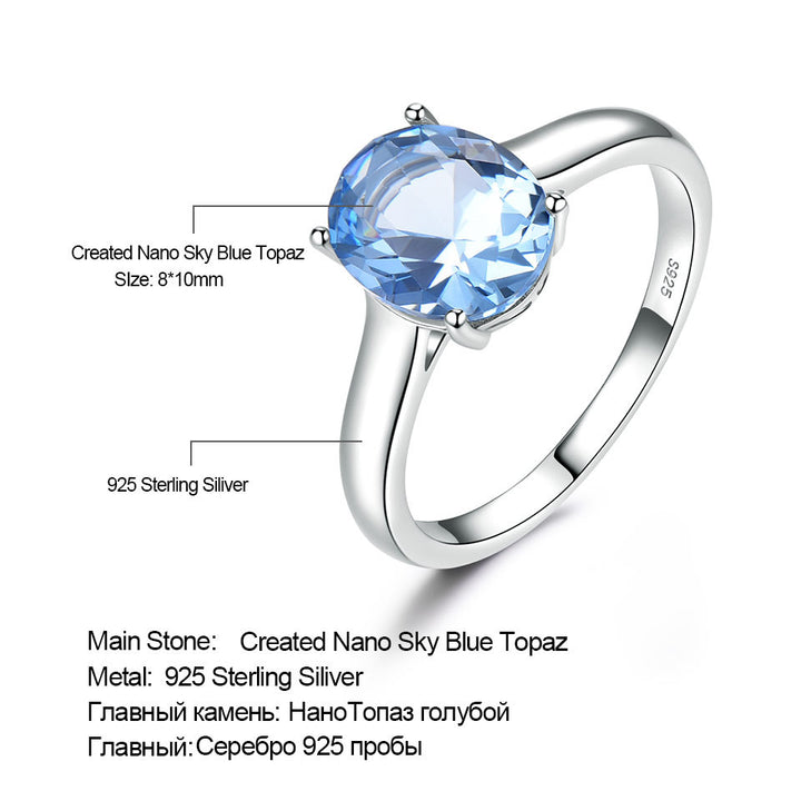 S925 Sterling Silver Blue Topaz Ring – Romantic Elegant Women’s Jewelry