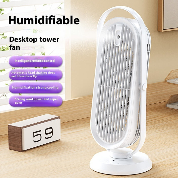 🌬️💧 USB Tower Fan Humidifier | Shaking Head Large Wind Spray Air Cooler