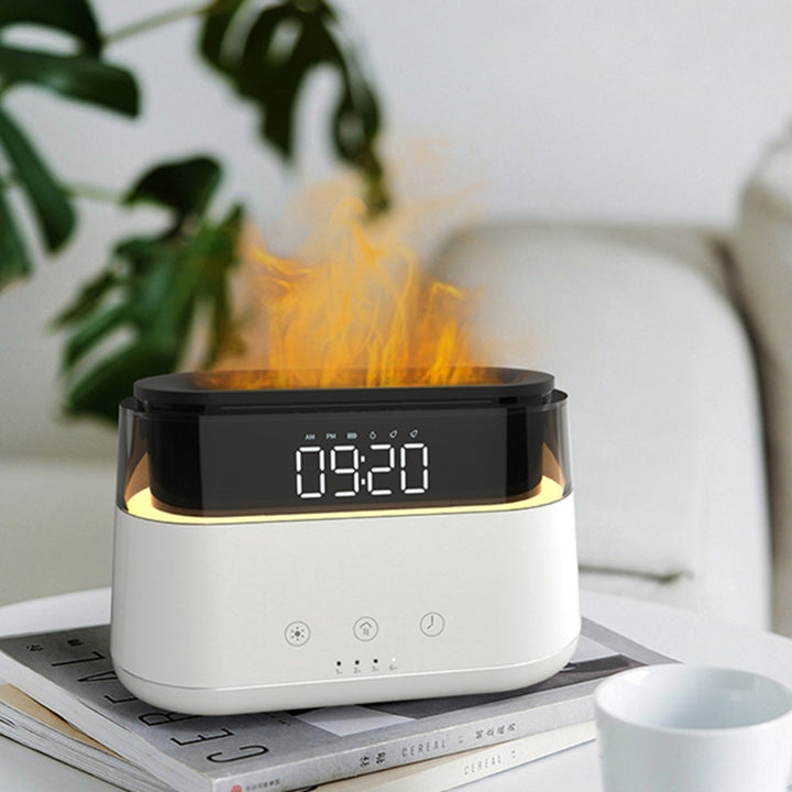 🔥🕰️ Flame Humidifier with Clock | Smart Aromatherapy Night Light
