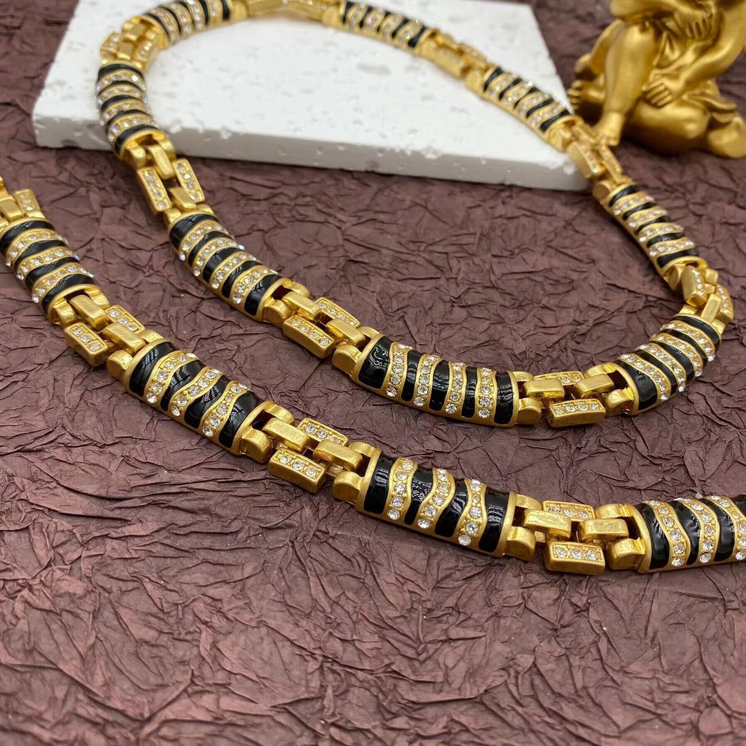 Women’s Handmade Snake-Shaped Rhinestone Jewelry – Necklace, Bracelet & Stud Earrings Set