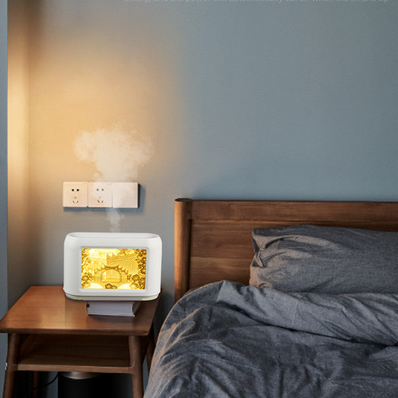 💡💧 Paper-Cut Light Box Humidifier | 400ml Heavy Fog Home Décor Aromatherapy Device ✨