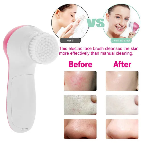 🧼💗 5-in-1 Electric Facial Cleansing Brush | 360° Rotation Deep Cleansing System