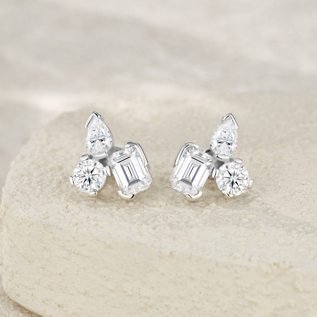 Luxury Minimalist Octagonal Moissanite Earrings – Platinum-Plated S925 Silver