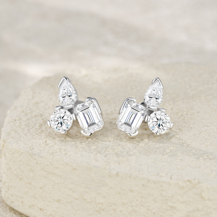 Luxury Minimalist Octagonal Moissanite Earrings – Platinum-Plated S925 Silver