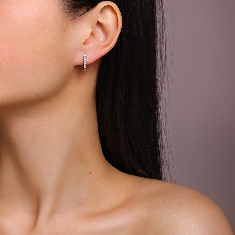 Luxury Minimalist Moissanite Loop Earrings – Platinum-Plated S925 Silver