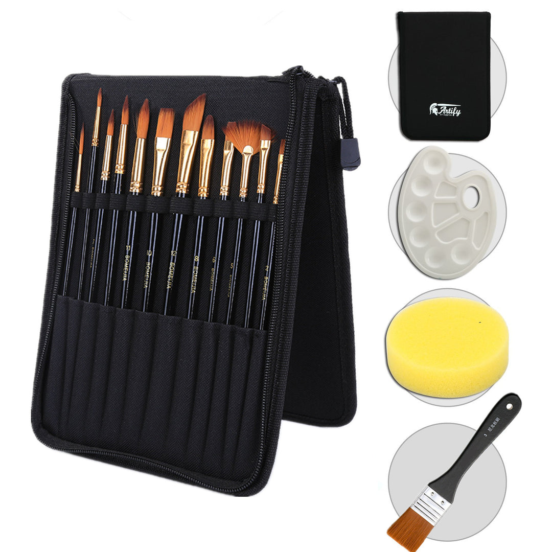 ✨ Black Rod Canvas Bag Brush Set — Art & Painting Supplies Kit 🎨🖌️