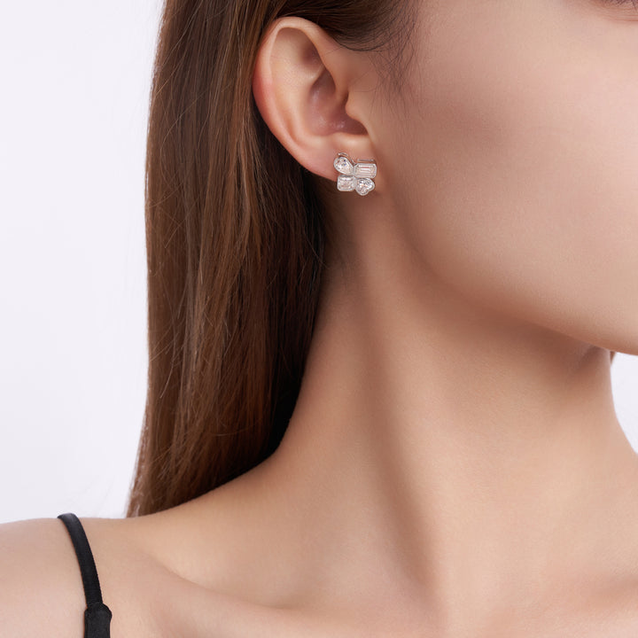 Luxurious Elegant Moissanite Earring Set – Platinum-Plated S925 Silver