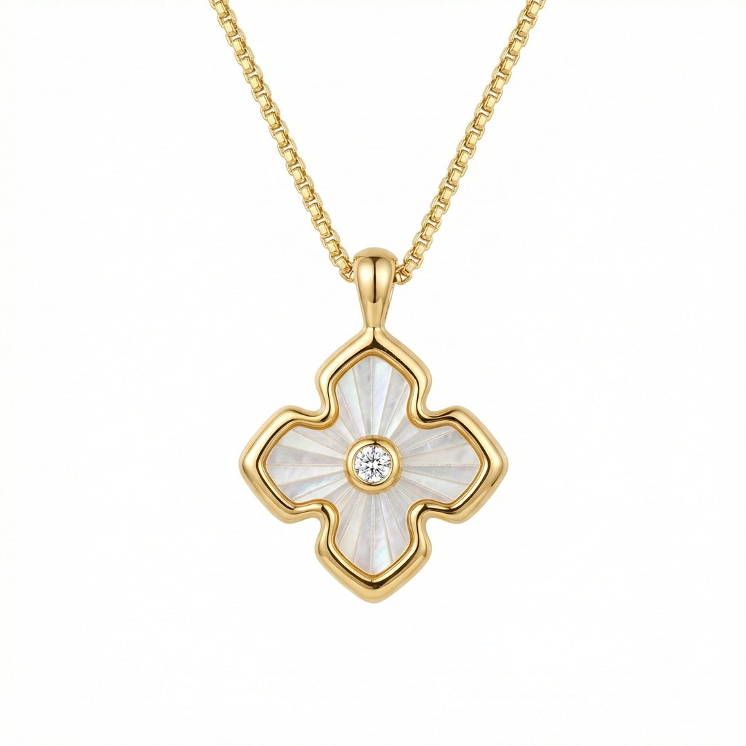 ✨ Mother-of-Pearl Clover Necklace